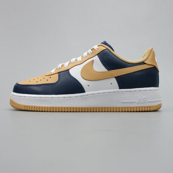 Nike Ladies 9.5 Air Force 1 AF1 Blue Gold/yellow White Shoes Sneakers AQ3778-994 - Picture 2 of 12